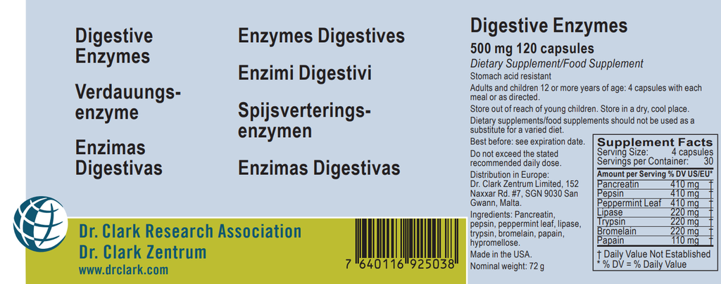 Digestive Enzymes, 500 mg 120 capsules